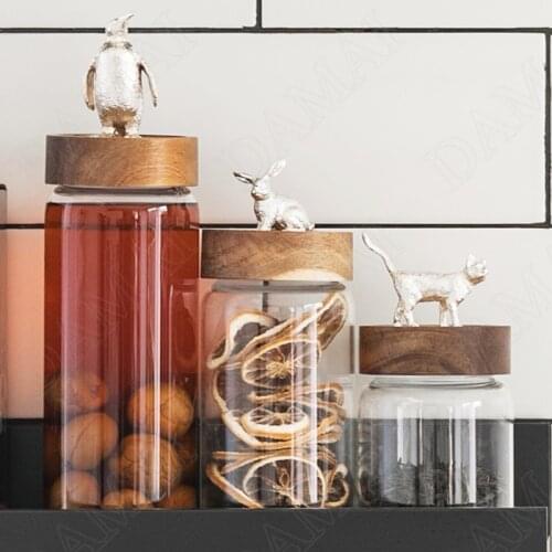 Silver Plating Glass Storage Jars Creativity Animal Kitchen Cereal Dispenser Coffee Table Seal Tea Caddy Home Decoration Modern