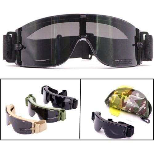 3 Lens Tactical Goggles Airsoft Paintball Eyewear Army War Game Goggles Outdoor Shooting Hunting Windproof UV Protection Glasses