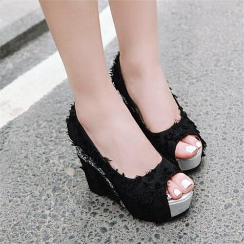 2020 newest super high heel wedges platform shoes women spring summer party prom shoes sexy women Fish mouth womens shoes pumps