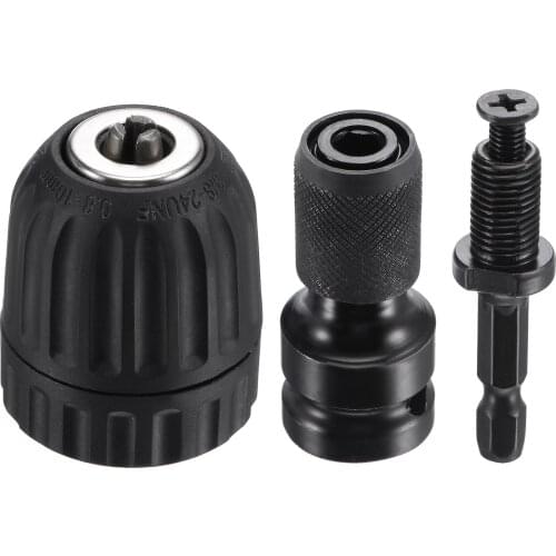 Uxcell Keyless Drill Chuck 0.8-10mm with Hex Shank 1/2" Quick Release Socket Adapter