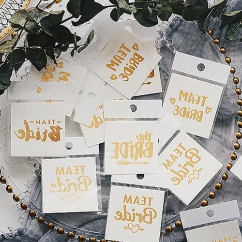 10pcs Bronzing Waterproof Bridesmaid Team Temporary Tattoo Bachelorette Party Sticker Decoration Marriage Bride Party Supplies