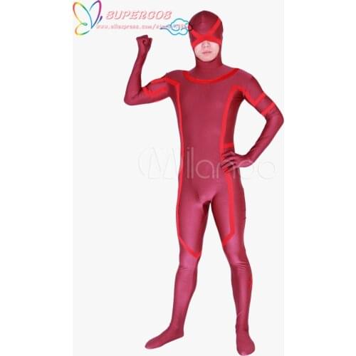 High Quality Halloween Carnival Party Dark Red Unisex Zentai Suit