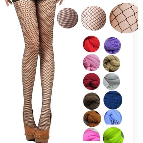 Women sexy pantyhose Multicolor fishnet stockings colored mesh fish nets tights seamless nylon dance collant panty plus size