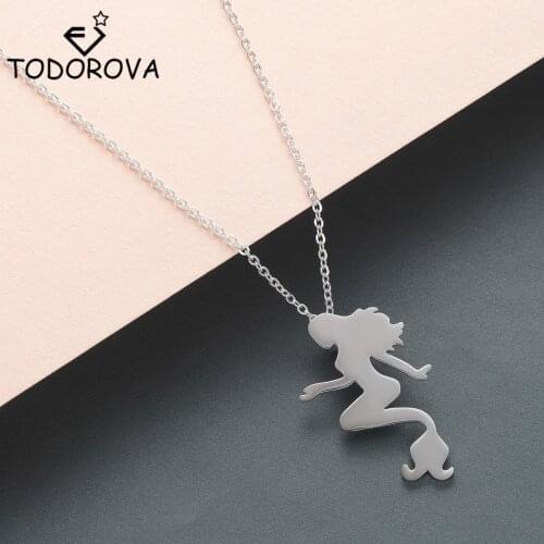 Todorova Trendy Mermaid Tail Pendant Necklace Women Dream Romantic Maritime Princess Mermaid Necklace Stainless Steel Jewelry