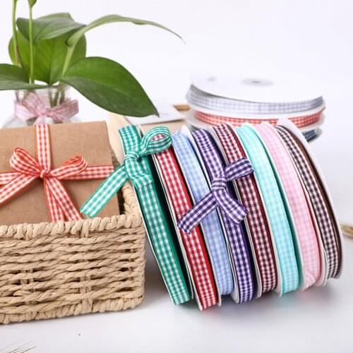 1 Roll Cheque Plaid Ribbon DIY All-match Rural Style Printed Grid Bow Gift Box Packing Ribbon for Party
