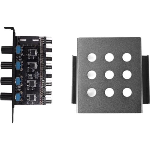 1 Pcs 8 Channels Fan Hub 4 Knob Cooling Fan Speed Controller & 1 Pcs 4-Bay 3.5 Inch To 2.5 Inch Hard Drive Caddy Bracket