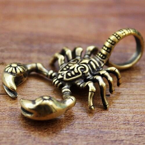 1PC Scorpion Knife Beads Copper Pendant Brass EDC Pendant Pattern Scorpion Pendant Brass Accessories Knife Lanyard Tools