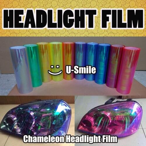 10 Rolls/Lot Rainbow Chameleon Headlight Film Taillight Tint Fog Light Vinyl Wrap