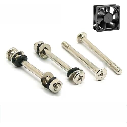 100PCS M4 Flat Head Screws Shockproof Circle Ni-plated Washer And Hex Nuts Kit For Computer Cooling Fan DIY Half Tooth Screw