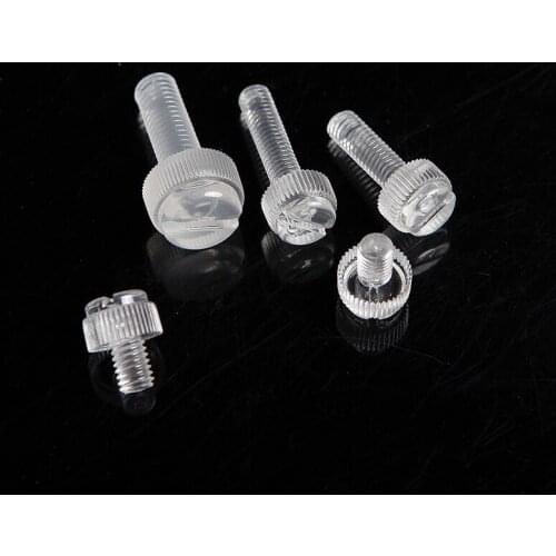 1000PCS M4*6/8/10/12/16/20/30MM ANTI RUSTED Transparent Acrylic PC Knurl Hand Screw Clear Computer Polycarbonate Slotted Screw