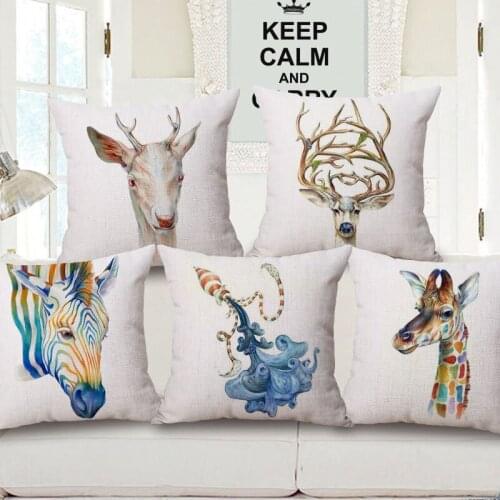18'' Nordic Simple Watercolor Painting Animals Throw Pillowcase Cover Case Soft Room Gifts Single Sides Printing