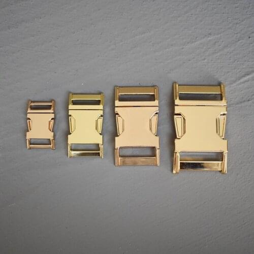 20 Pcs 15/20/25/30mm Metal Gold Buckle Side Release Curved Belt Buckle for Bag DIY Paracord Buckles Bracelet Trinket Bracelet