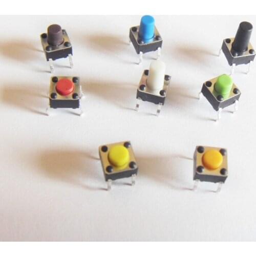 200pcs/lot 4 pins 6*6*10 mm Tactile Push Button Tact Switches 6x6x10mm Color Red//Yellow/Blue/Green/White etc