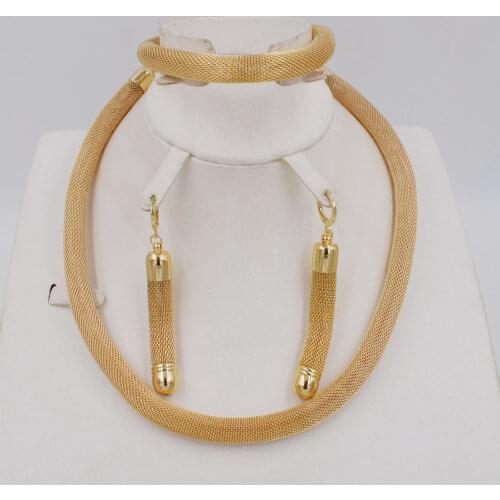 2018 Hot sale dubai gold plat High quality Fashion jewelry big set Africa wedding women jewelry set earring