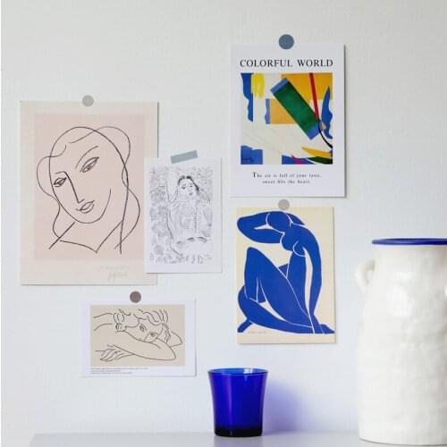 5 Sheets Nordic Decorative Cards Retro Art Diy Bedroom Wall Sticker Gift Greeting Cards