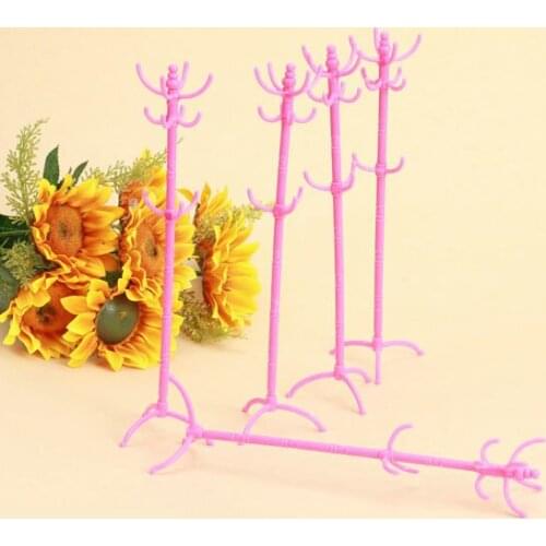 New Arrivals 5pcs Plastic Miniature Dollhouse Furniture Toy Clothes Tree Shocking Pink Clothing Doll Accessories Gift Girl Toy