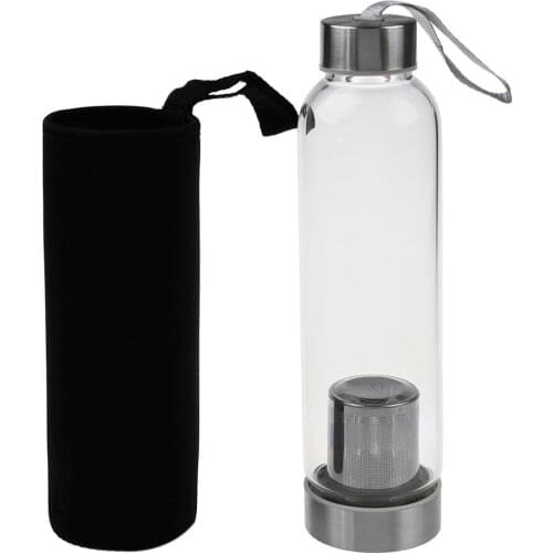 550ml Stainless steel tea bottle infuser glass bottle with Tea Filter Infuser Protective Bag water glass bottle