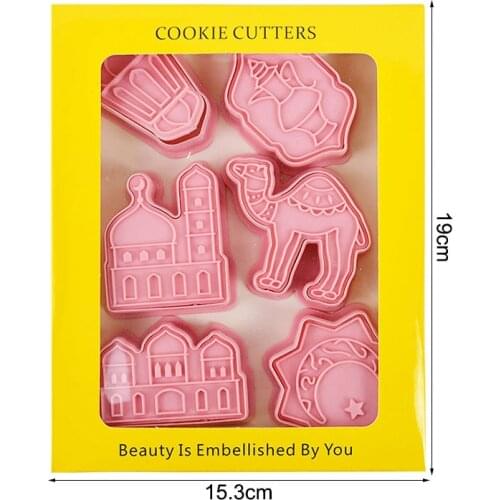 6Pcs EID Mubarak Ramadan Cookie Cutters Mold For Cooking Biscuit Camel Moon Star DIY Cake Baking Accessories
