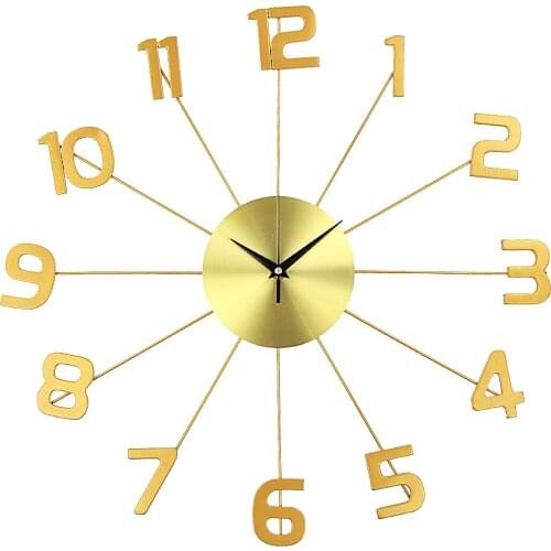 Big Nordic Modern Luminous Hanging Clocks Large Gold Metal Home Decoration Wall Clock 3D Antique Art Vintage Clock Wall Horloge