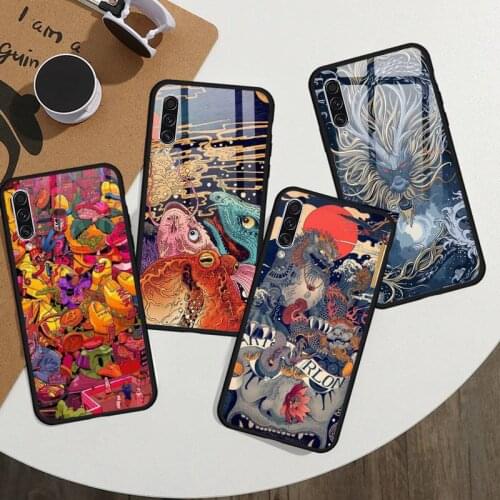Japanese wave Anime Dragon Phone Case Tempered glass For Samsung S20 Ultra S7 edge S8 S9 S10 e plus note8 9 10 pro