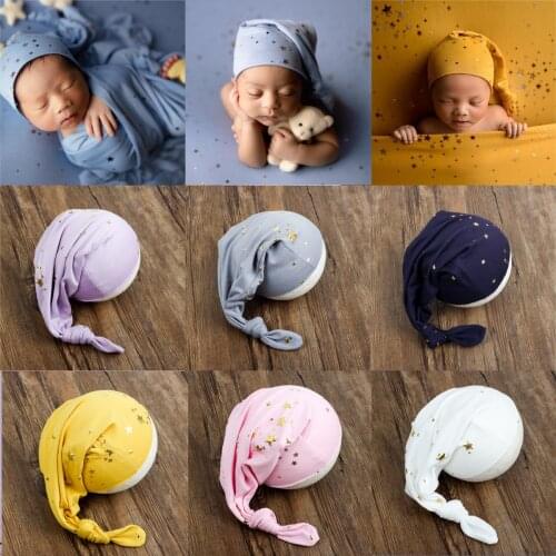 Newborn photography props Accessories Baby Hat Wrap Backdrop Infant Photo Props Starry Sky Background Blanket Swaddling Clothes