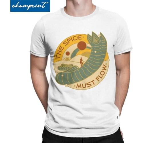The Spice Must Flow T Shirt for Men Awesome T-Shirt Dune Herbert Frank Arrakis Sandworm Science Fiction Tee Shirt Gift Idea