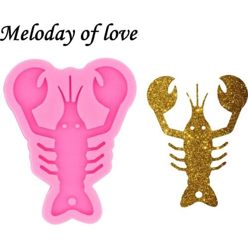 Glossy Silicone Lobster Keychain Epoxy Resin Molds Jewelry Making Custom Mould DY0540