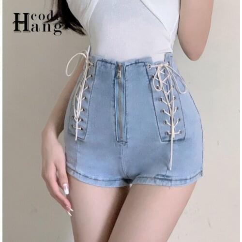 HangCode Summer Skirts Sexy Bandage Slim High Waist Denim Shorts Women Skinny Package Hips Short Jeans Pants Hot Ladies Bottoms