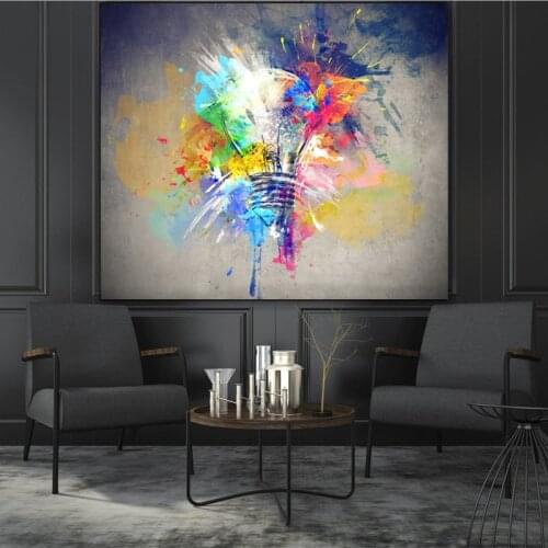 Colorful Light Bulb Graffiti Art Canvas Painting Abstract HD Posters and Prints on The Wall Art Picture for Living Room Decor