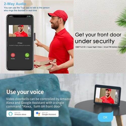 KONX Smart 720P Home WiFi Video Door phone intercom Doorbell Wireless Unlock Peephole Camera Doorbell Viewer 220 IOS Android