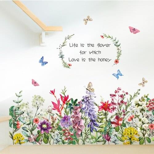 Beautiful Flowers Wall Stickers for Kids Room Living Room Bedroom Home Decoration Wall Decal Home Decor Removable