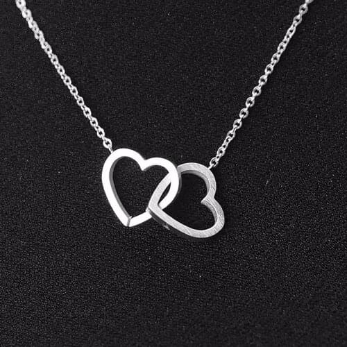 Fashion Simple Love Double Hear Pendant Choker Necklace for women Trendy best christmas gift for friend gold/silver plated
