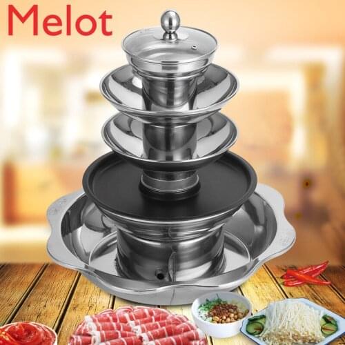 Multi-Layer Stainless Steel Grill Barbecue Hot Pot Soup Duck Pot Bao Pot Chinese Kitchen Four-Layer Hot Pot Kitchen Supplies