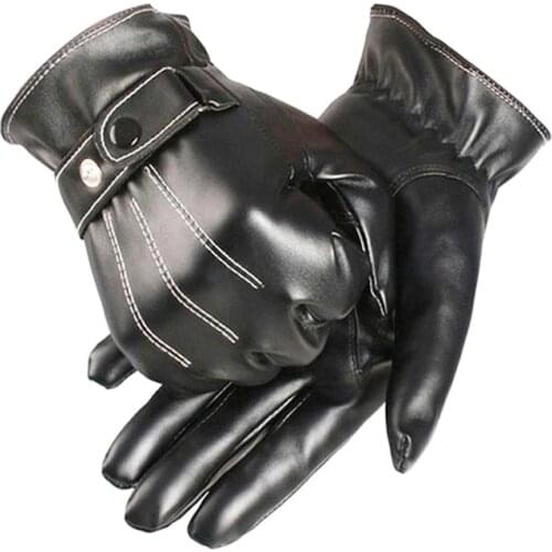 Mens Classic Black Winter Leather Gloves Sport Driving Touch Screen Gloves Male Military army guantes tacticos