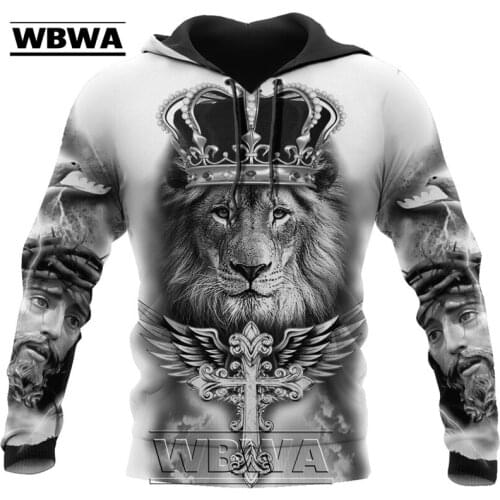 2020 Fashion Mens hoodies Easter Jesus Lion King 3D Printed Hoodie Sweatshirt Harajuku Streetwear Unisex Casual Jacket Tracksuit