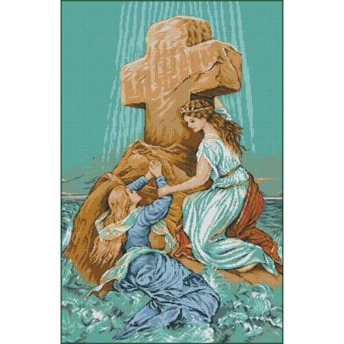 Girl Next to the Cross Sewing Kit Top Quality Embroidery Needlework 14CT Unprinted Cross Stitch Kits DIY Arts Handmade Decor