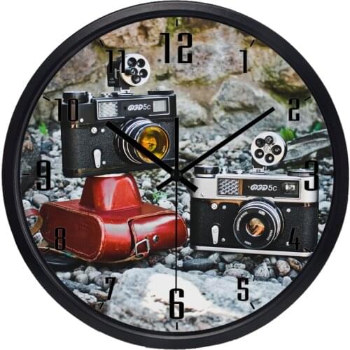 Retro Camera Wall Clock Hot Fashion Silent Large Living Room Real Photo Wall Clock Home Decor