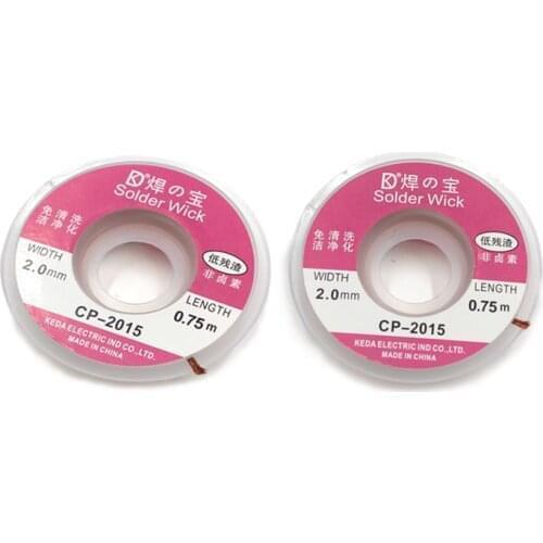 NEW 2 Pcs Soldering Wick Wire TS Designer 2.0mm New Desoldering Braid Solder Remover Wick 750mm Length Cp-2015