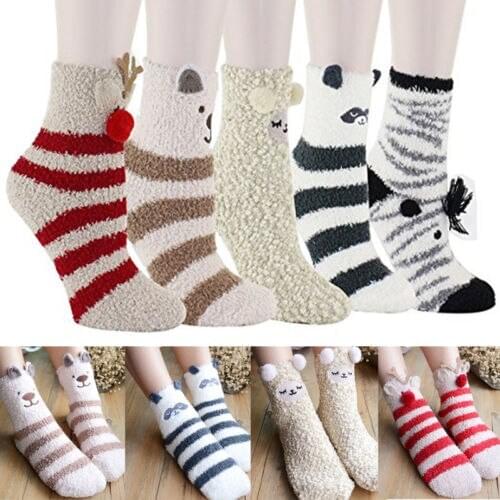 2018 New Women Girls Bed Fits Socks Kawaii Cute Ladies Soft Warm Fluffy Bed Socks Animal Warm Socks Hoemwear