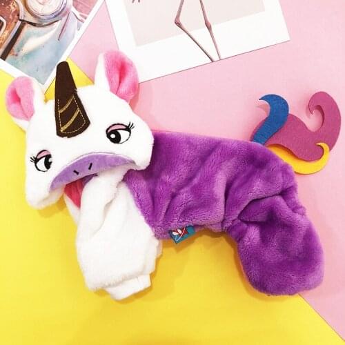 New Arrival Autumn Winter Pet Dog Clothes French Chihuahua Dog Coat Lovely And Soft Four-legged rainbow unicorn one-piece Coats