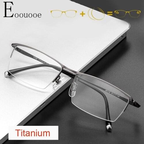 Pure Titanium Men Men Prescription Glasses Fashion Myopia Prescription Eyeglasses Male Multifocal progressive Business Style