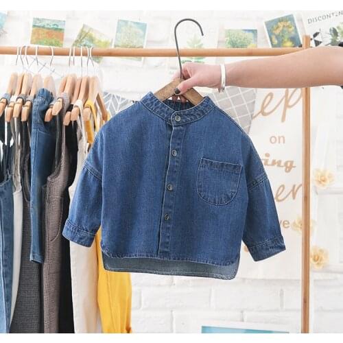 Toddler Boys Shirts Korean Fashion Denim Jackets for Girl Kids Clothes 2020 Spring New Arrival Baby Shirt 1 2 3 4 Years Boy Tops