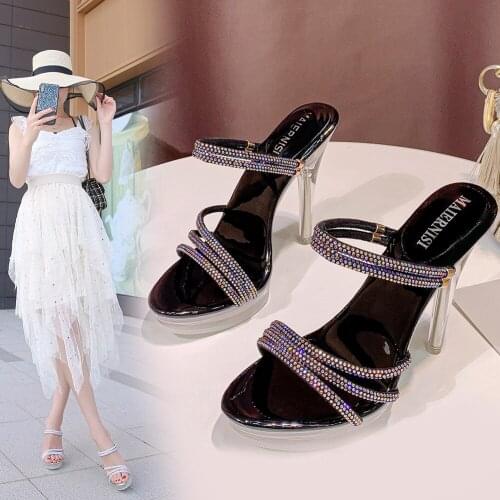 Summer Relaxed And Comfortable Female High Heel Sexy Crystal Transparent Womens Shoes Color Diamond High Heel Womens Sandals