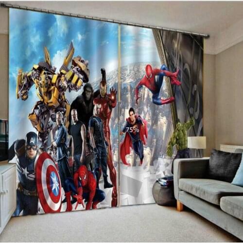 Boys curtains New curtain custom simple personality creative bedroom living room bay window blackout curtains