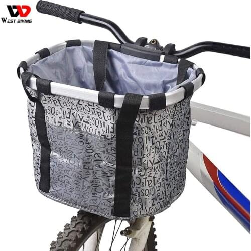 WEST BIKING Bicycle Basket Pet Cat Dog Carrier Folding Detachable Picnic Shopping Bag Bike Dog Basket Mountain Cycling Front Bag