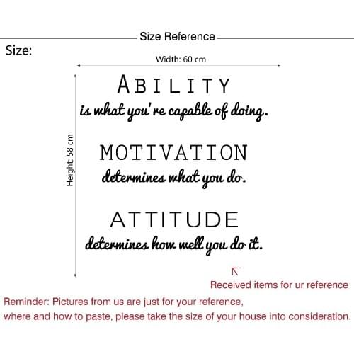 Ability Inspirational Quotes Wall Decal Motivational Vinyl Wall Stickers for Living Room Study Room Home Office Decor