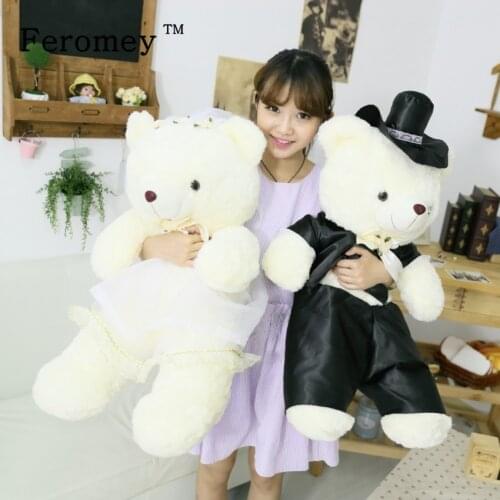 20/40/60cm Wedding Bear Couples Plush Doll Toys Teddy Bear Stuffed Doll Wedding Gift For Bride & Groom Girlfriend