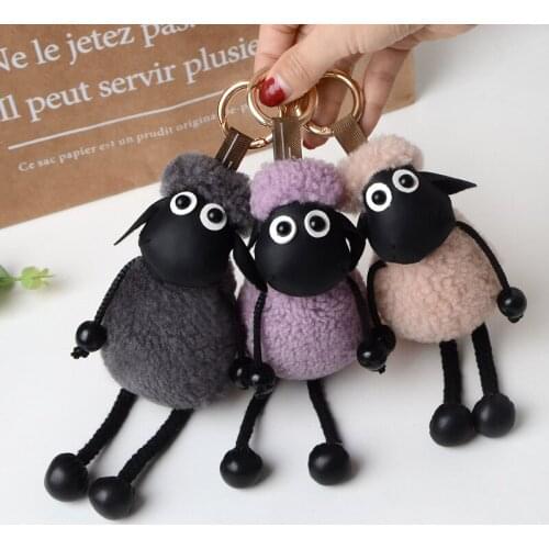 ZG Handmade sheep Key chain Real Lamb Fur Toy Fashion Bag Charm Plush fur key ring Pendant Jewelry chaveiro