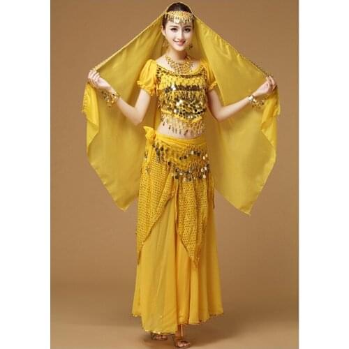Lady Bellydance Costume 9PCS/set Bollywood Dance Costumes Indian Dress Clothes Performance Practice women Belly Dancing