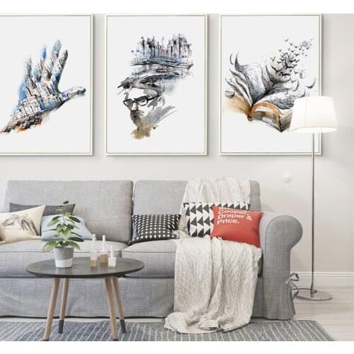 07G Watercolor Ink Abstract Portrait Book View City A4 A3 Canvas Art Painting Print Poster Picture Wall House Decorative Mural